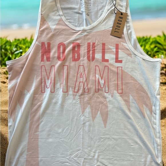 NOBULL Miami Tank Top in White and Pink - Picture 1 of 1